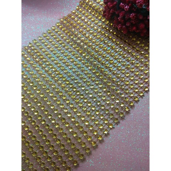 Полотно имитация страз 12см (цв.золото), цена за 0,5 м